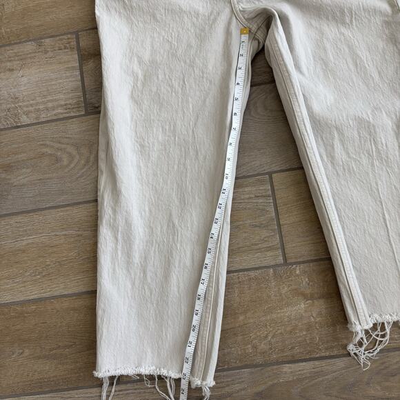 Abercrombie and Fitch Women's Size 12/31 Jeans 90s Straight Raw Edge Capri White - Picture 14 of 14